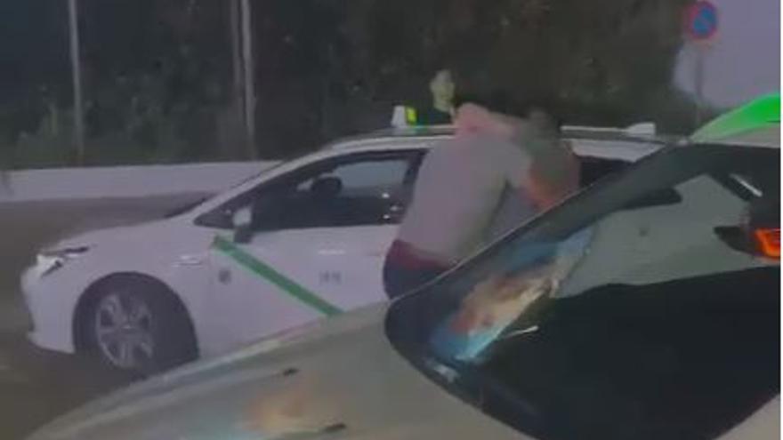 VÍDEO: Pelea entre dos taxistas en Platja d'en Bossa por discrepancias por la orden insular de carga y descarga