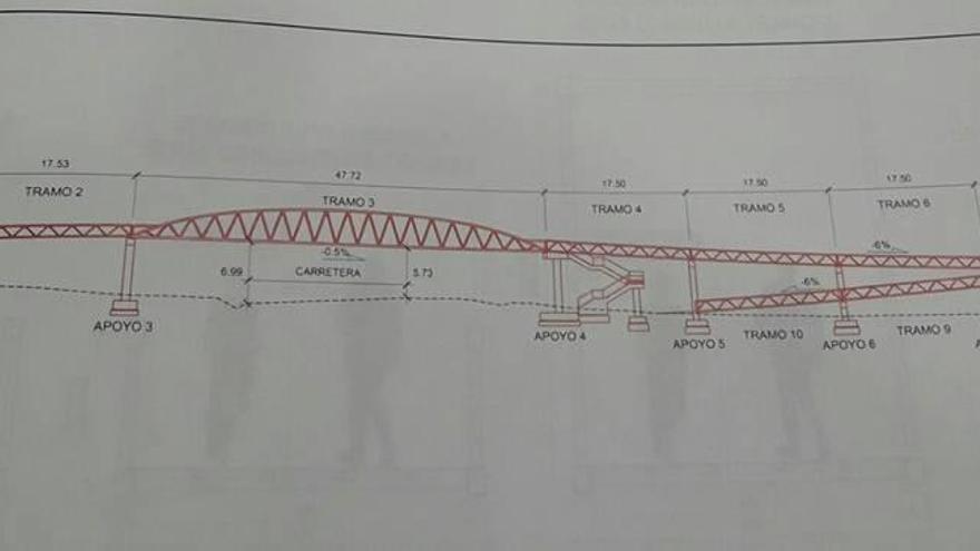 Imagen del proyecto de pasarela redactado para salvar la circunvalación de Cocentaina.