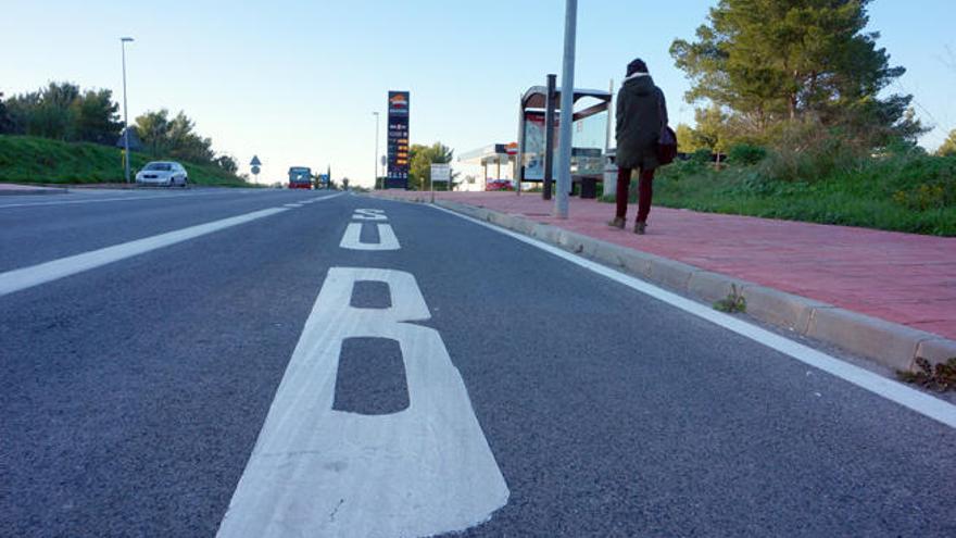 Parada de bus de Sant Rafel en la que asaltaron al vendedor de cupones.