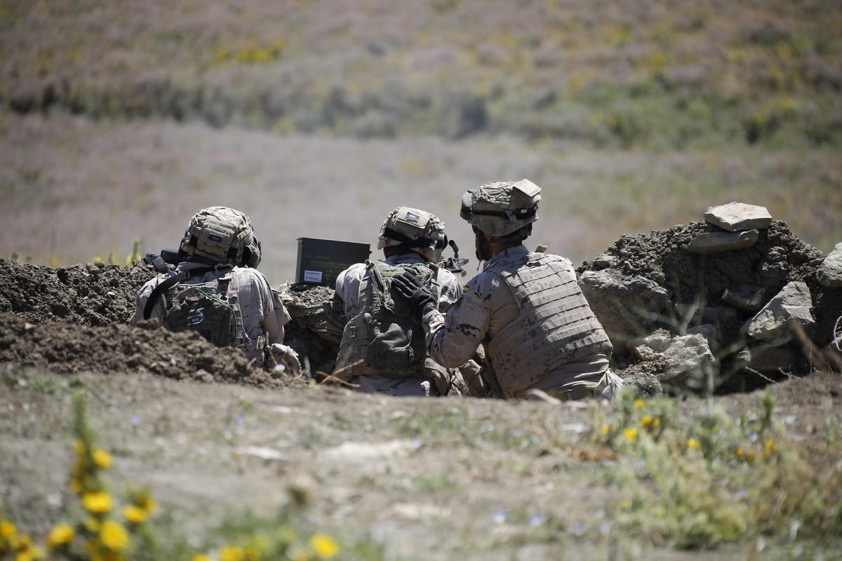 Adiestramiento de soldados ucranianos en el campo de maniobras del Retín (Cádiz)