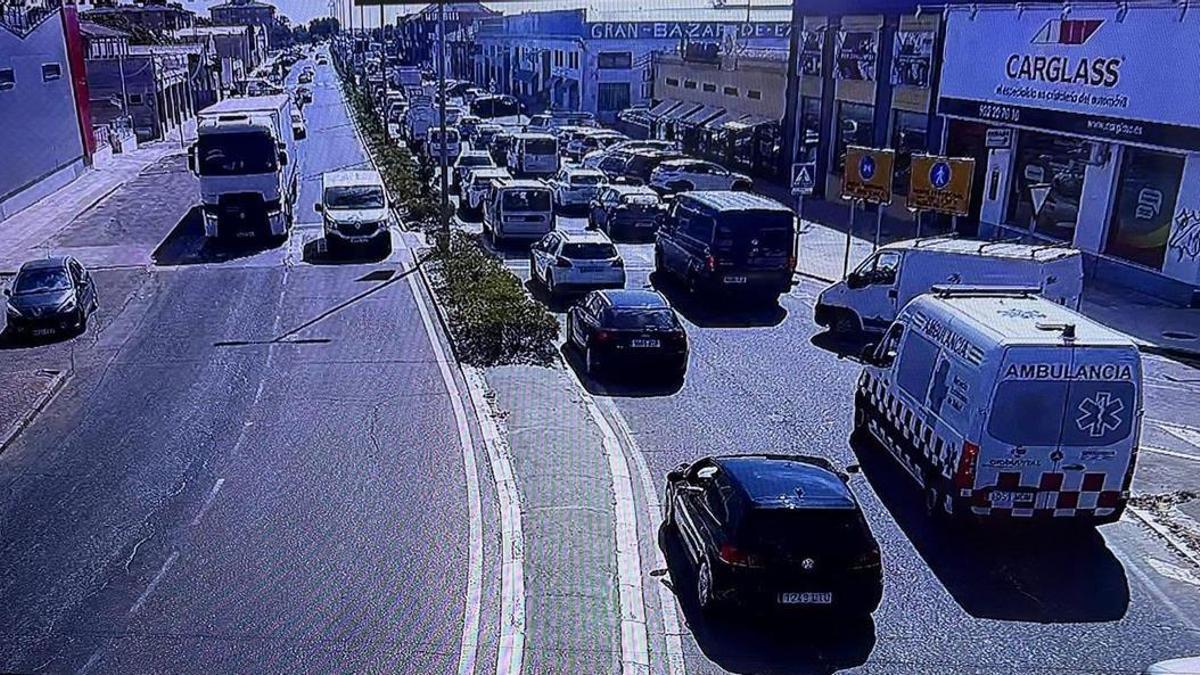 Imagen facilitada por el ayuntamiento en la que muestra atascos en la circulación de la ciudad.
