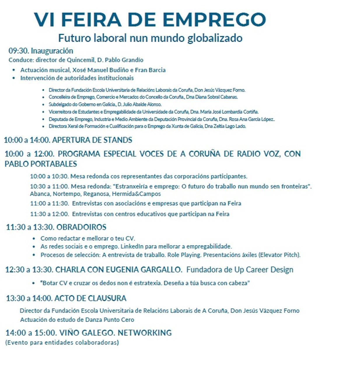 Programa de la VI Feira de Emprego