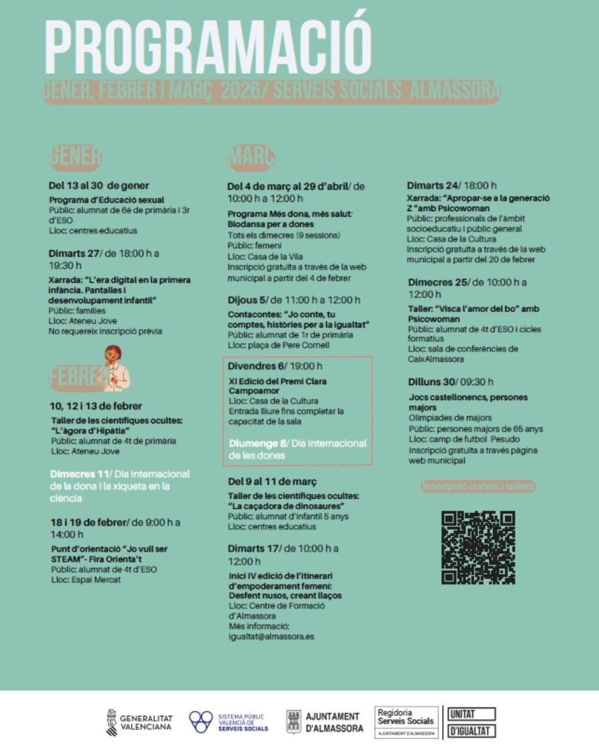 Agenda con toda la programacion social en Almassora.