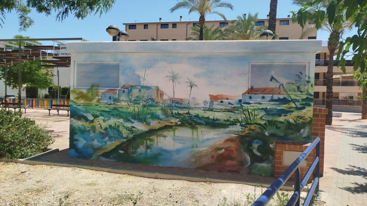 El nuevo mural inspirado en la famosa obra del pintor murciano.