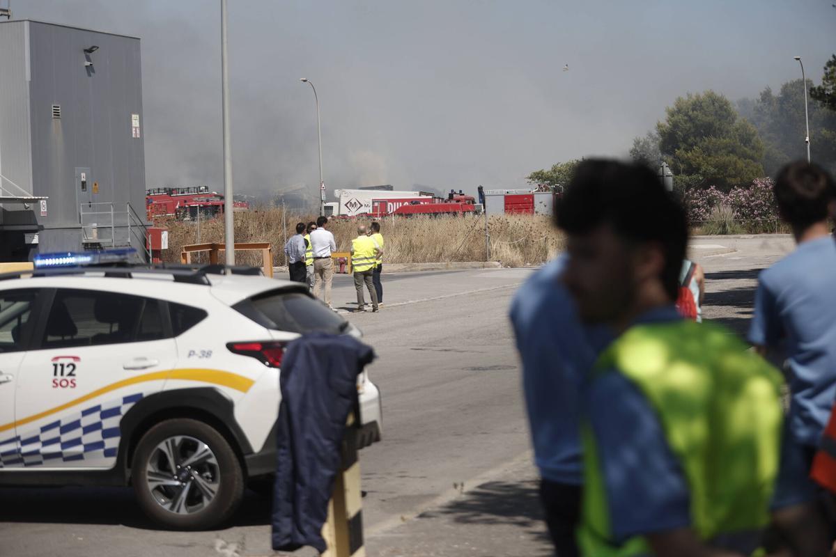 Un incendio de dos camiones provoca un gran fuego en Mercapalma