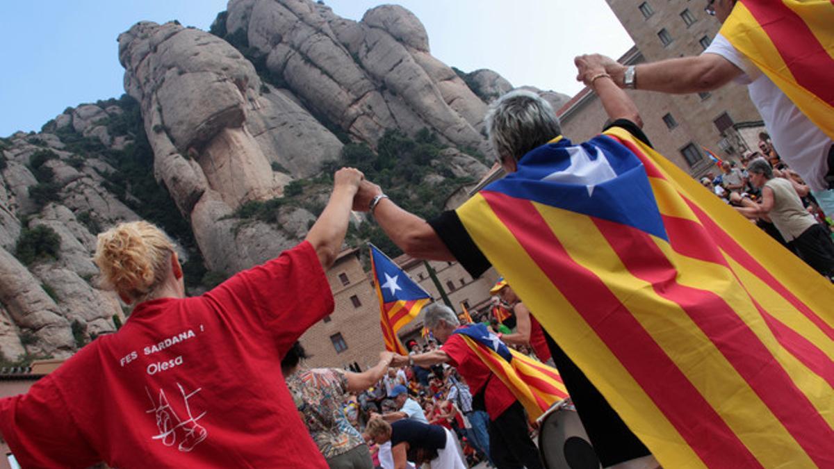 Acto a favor de la independencia de Catalunya en Montserrat, el sábado.