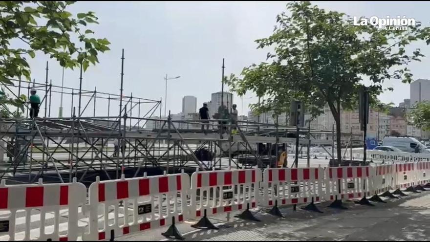 La Fan Zone del Deportivo, en construcción