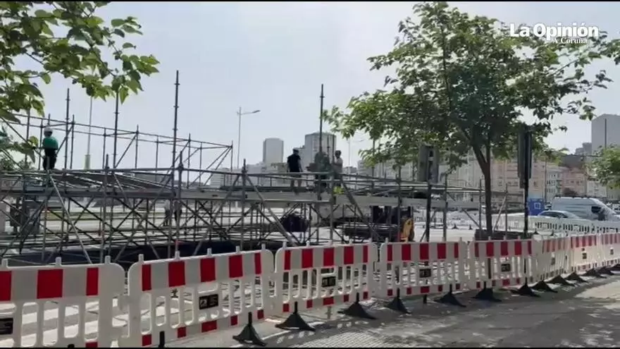 La Fan Zone del Deportivo, en construcción