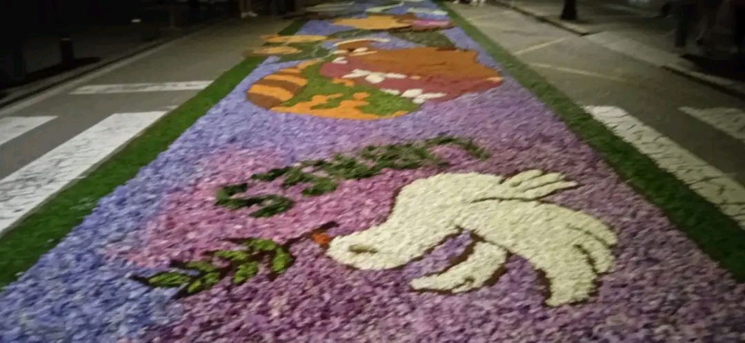 Un coductor destroza las alfombras florales del Corpus de Gondomar