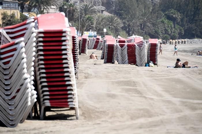 Ambiente de Playa del Inglés en plena fase 2