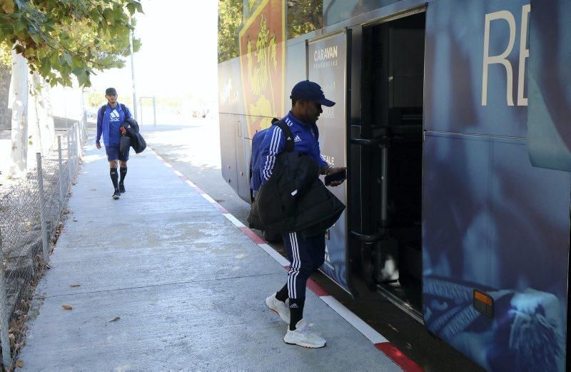 El Real Zaragoza parte hacia Gijón para el encuentro de mañana