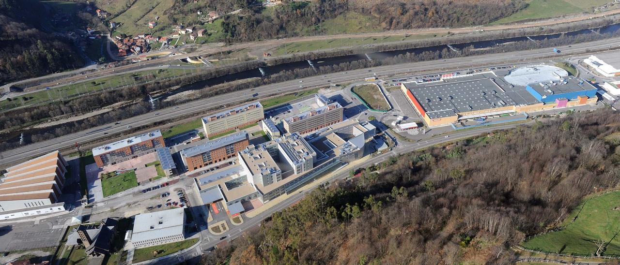 Vista aérea de Nuevo Santullano, donde se produjo la detención