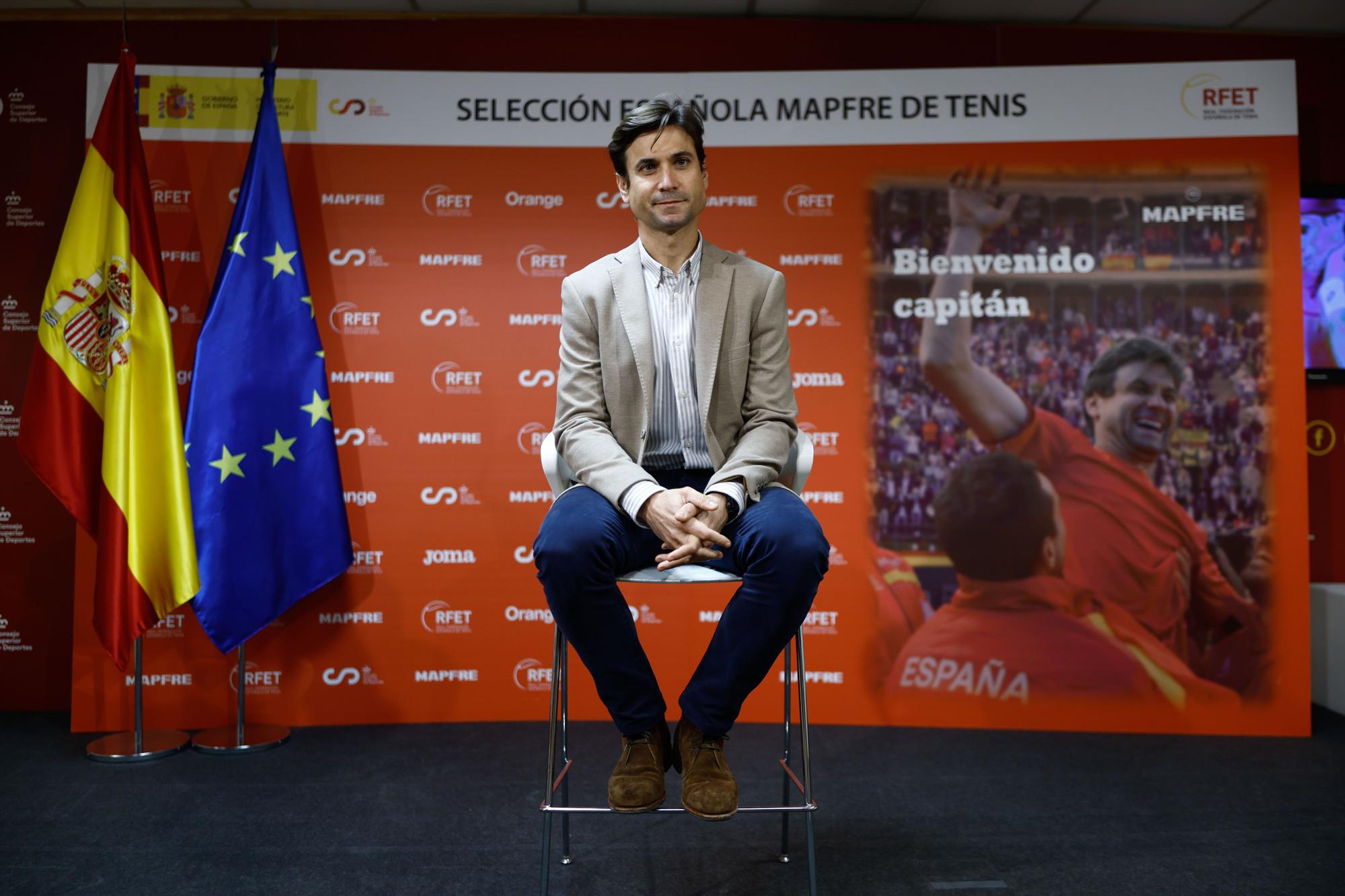 Presentación de David Ferrer como capitán del equipo español de Copa Davis