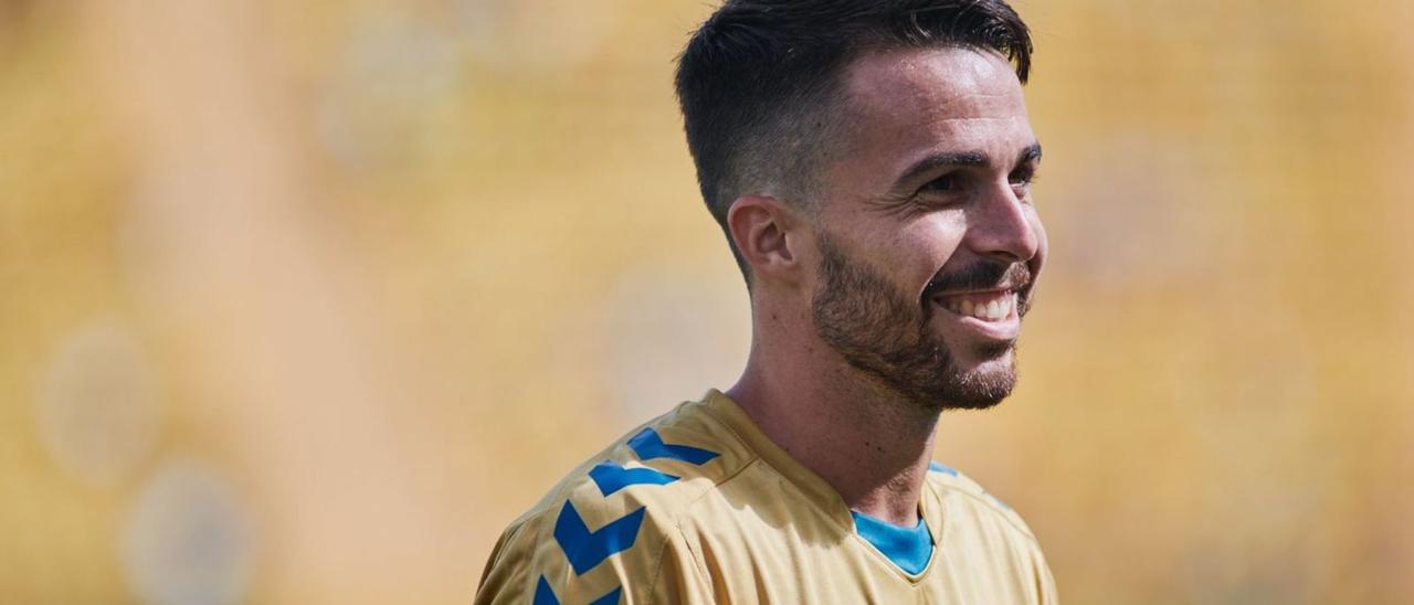 Kirian Rodríguez, durante un entrenamiento con Las Palmas.