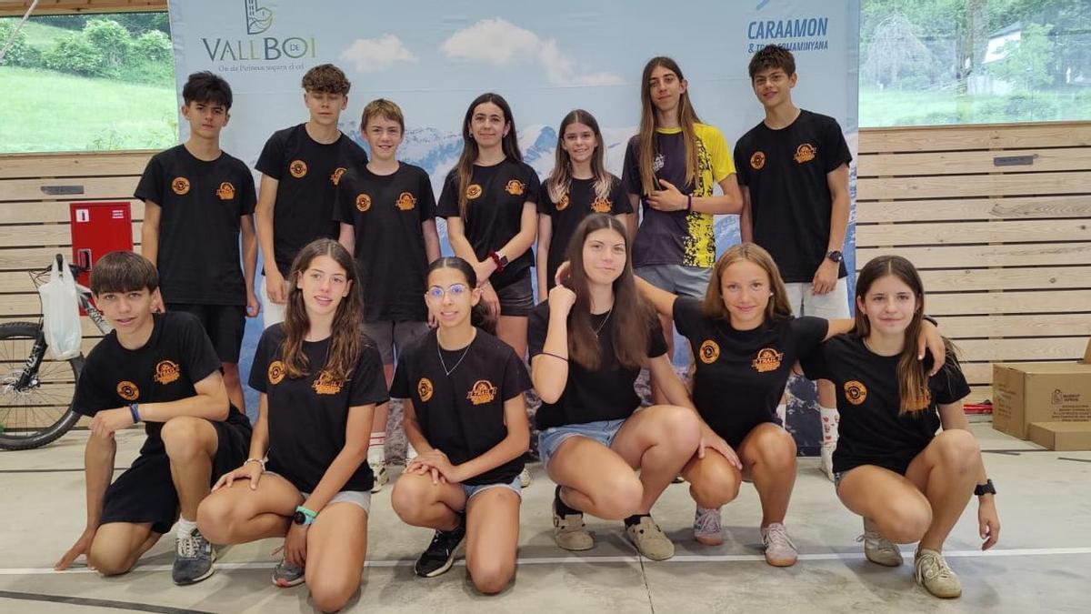 L'equip de tecnificció de l'Escoleta Cap de Creus durant el cap de setmana de la prova.