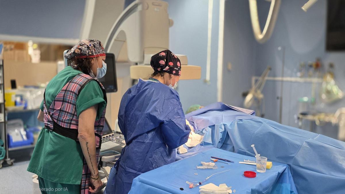 Momento de implantación de un dispositivo de acceso vascular en el Hospital de Gran Canaria Dr. Negrín