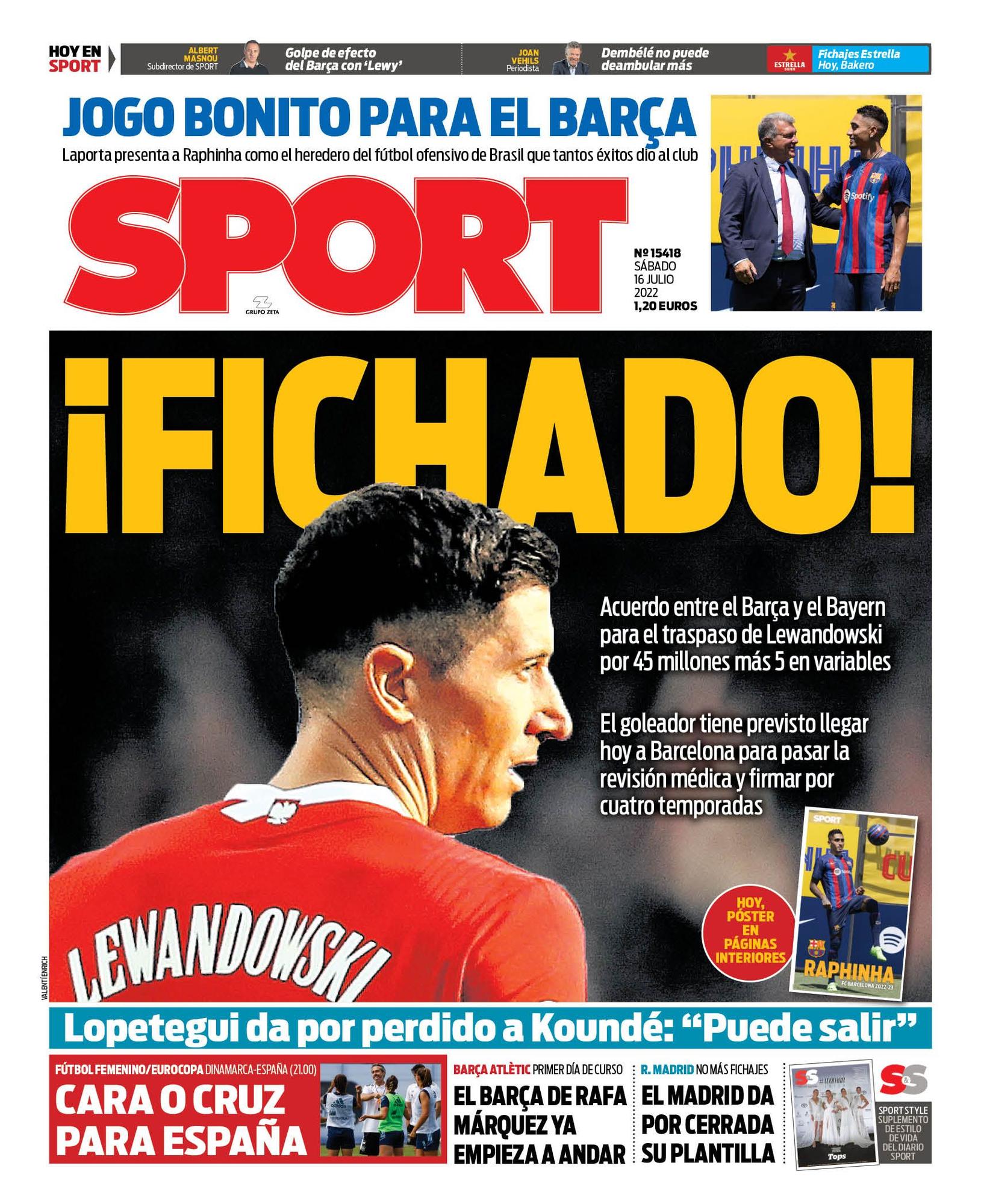 Esta es la portada de SPORT