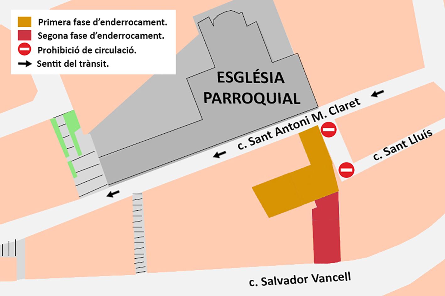 Mapa dels carrers de Súria afectats durant les obres