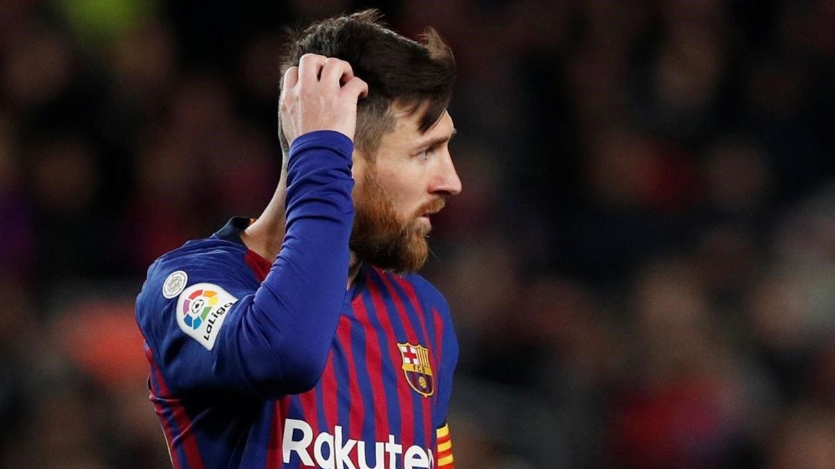 Messi durante el Barça-Valencia en el Camp Nou.