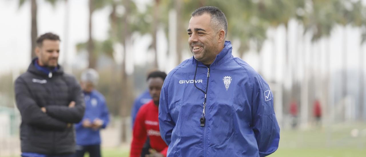 Germán Crespo, sonriente durante una sesión de trabajo del Córdoba CF esta semana.