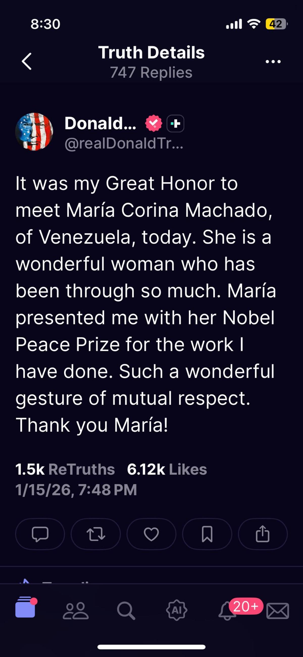 Donald Trump y María Corina Machado