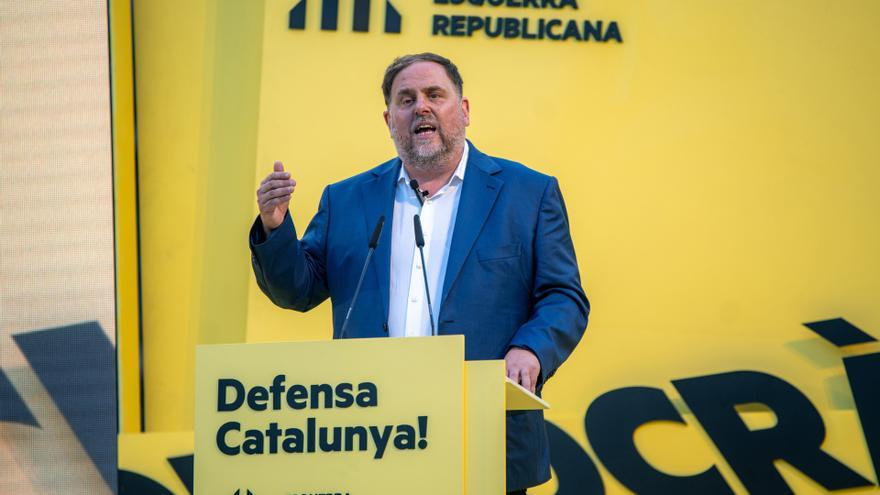 El presidente de ERC Oriol Junqueras, durante un mitin.