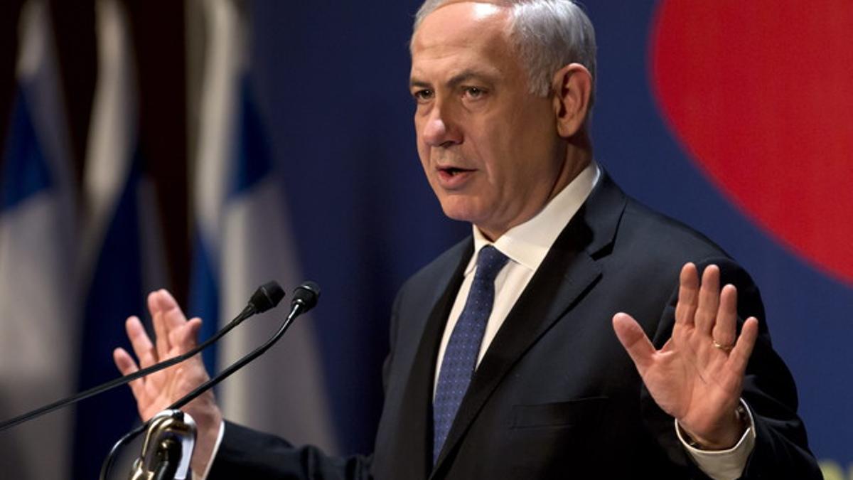 El primer ministro de Israel, Binyamin Netanyahu, durante un encuentro con la prensa internacional, el jueves en Jerusalén.