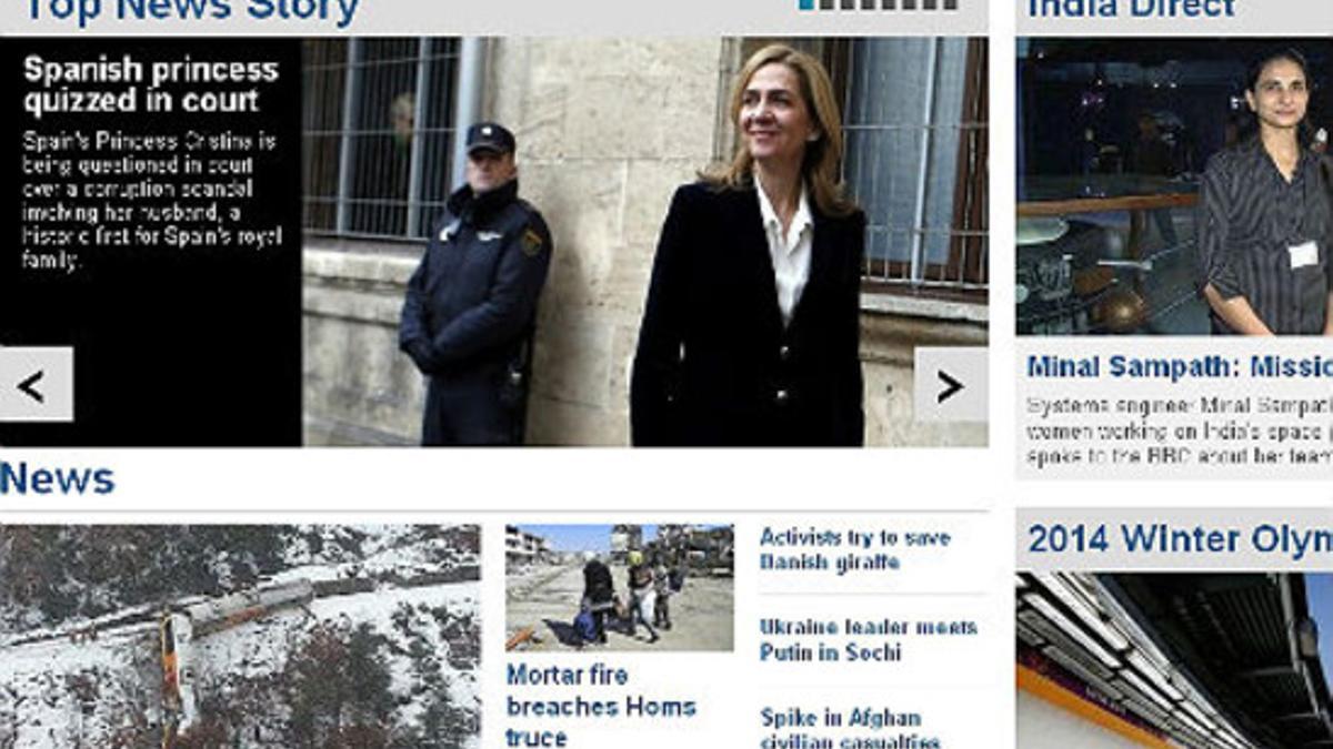 La infanta Cristina, en la edición digital de la BBC.