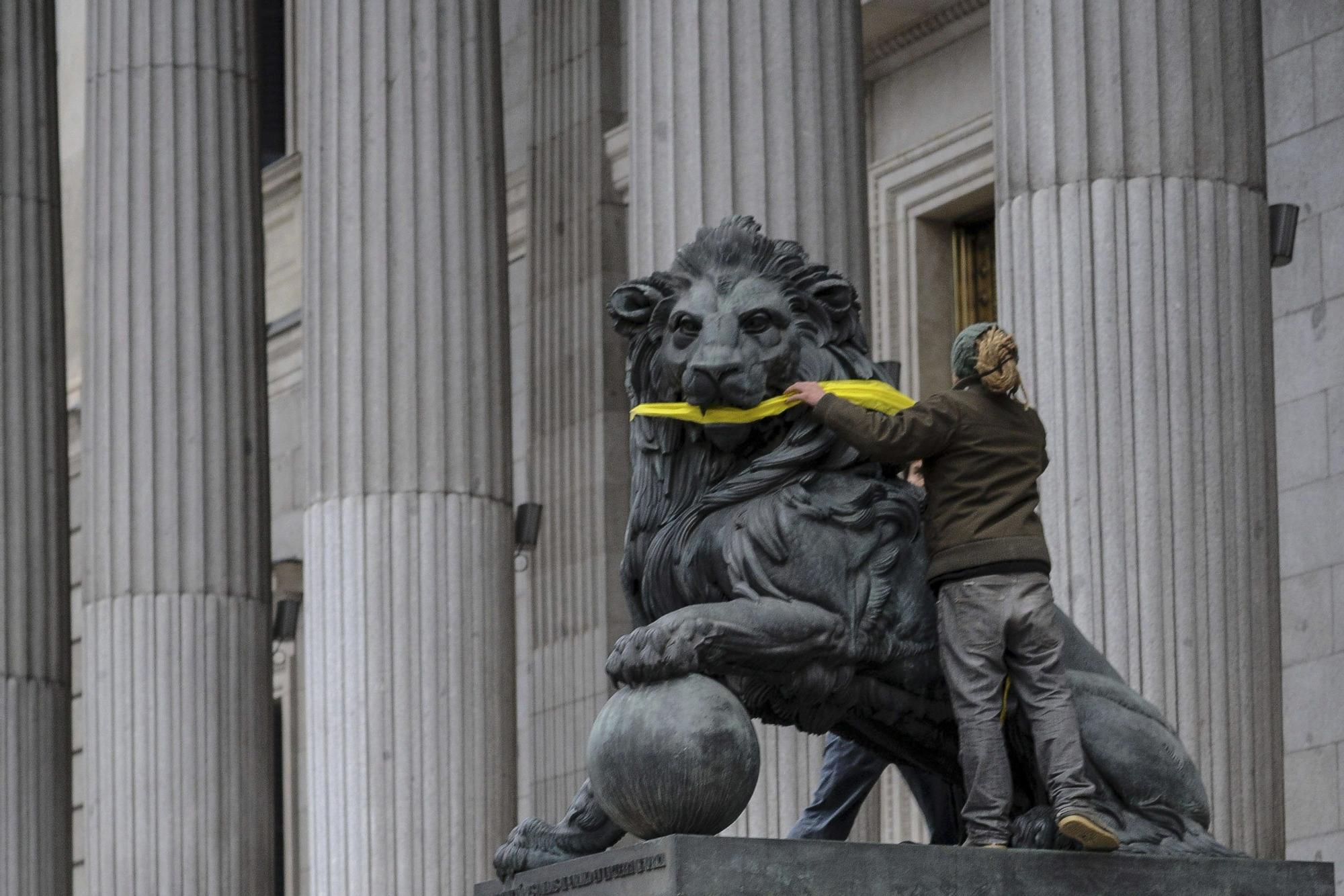 Imagen de archivo de una manifestación contra la 'Ley mordaza' en el Congreso de los Diputados.