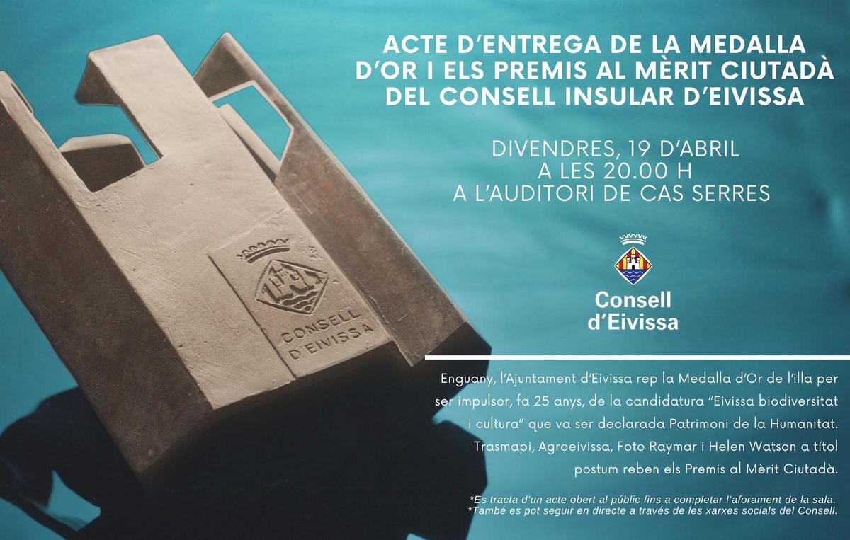 Programa del acto de entrega de medallas del Consell de Eivissa.