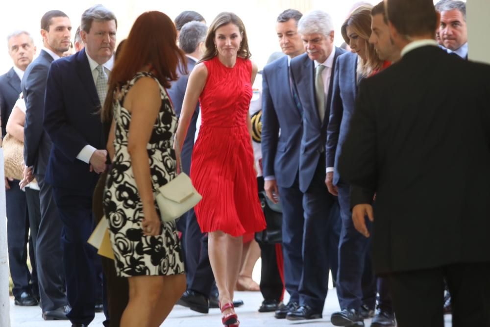 La Reina Letizia visita Málaga para presidir el encuentro de directores del Instituto Cervantes.