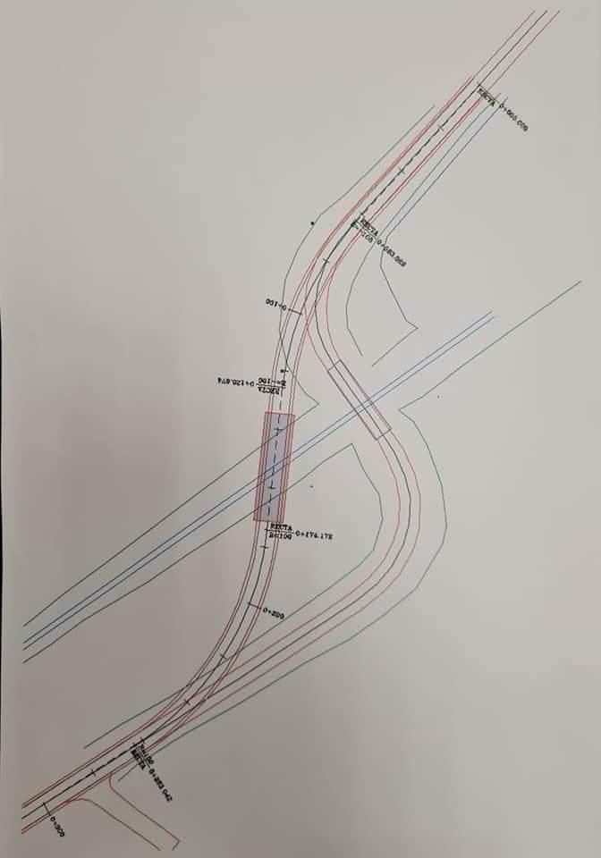 Esquema del trazado del nuevo puente sobre el ferrocarril en La Hiniesta