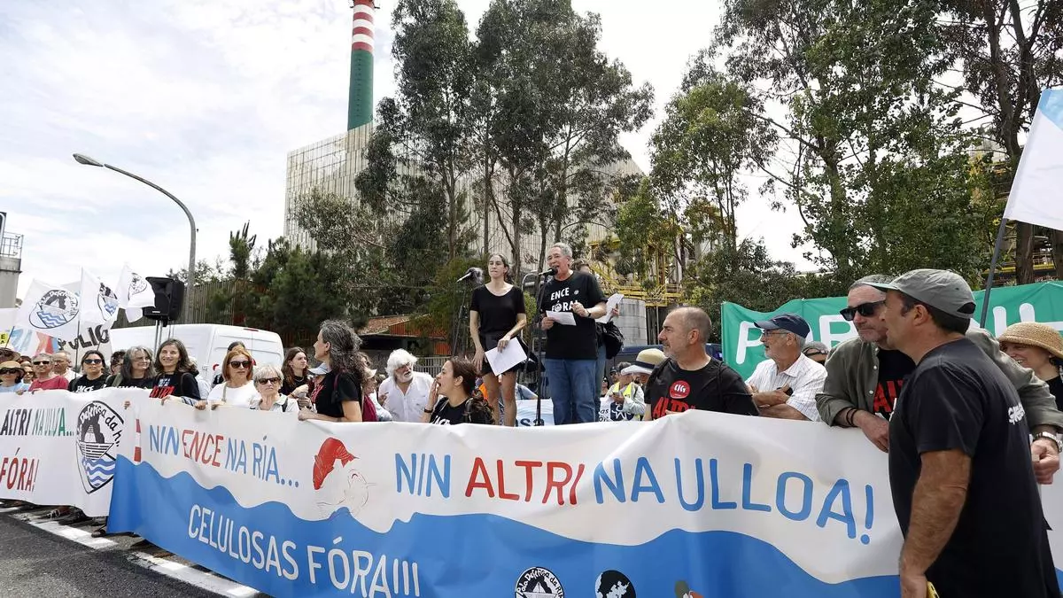 Miles de gallegos marchan contra las celulosas de Ence en Pontevedra y Altri en A Ulloa