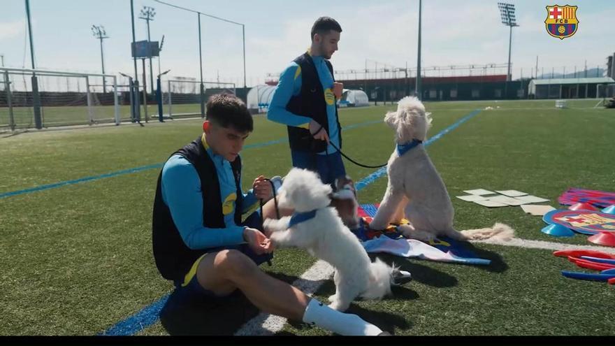 Joan Garcia i Gerard Martín apoyan el programa de la Fundació Barça de terapia asistida con perros para pacientes infantiles