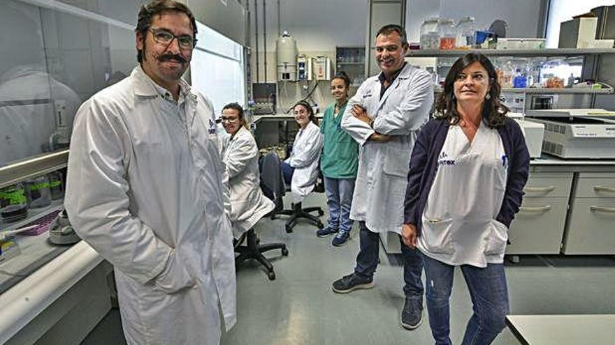 Luis Alberto Henríquez (izquierda), junto con otros miembros del grupo de investigación en Medio Ambiente y Salud en la sede del IUIBS.