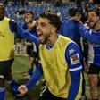 Mehdi Puch celebra la victoria del Hércules en el derbi contra el Eldense.