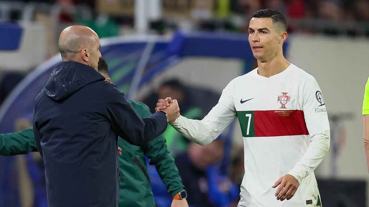 Roberto Martínez y Cristiano Ronaldo.