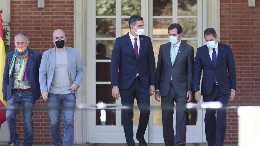 Moment de la presentació del pacte, aquest divendres, a la Moncloa