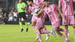 Leo Messi celebra uno de los goles anotados en las semifinales de la Leagues Cup