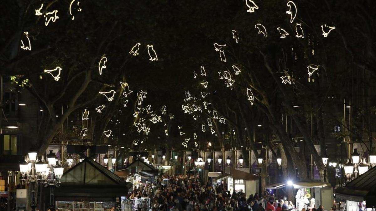 Luces de Navidad de la Rambla, en el 2016.