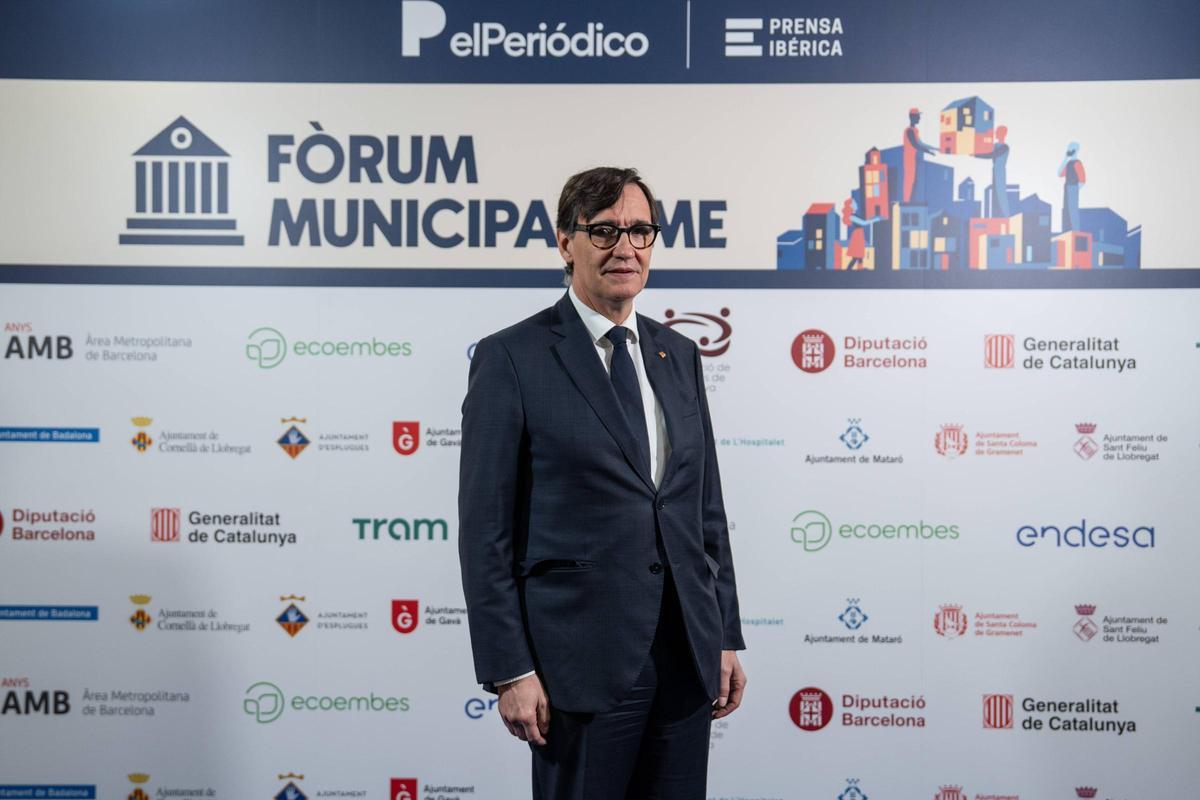 El presidente de la Generalitat, Salvador Illa, a su llegada al I Fòrum Municipalisme.