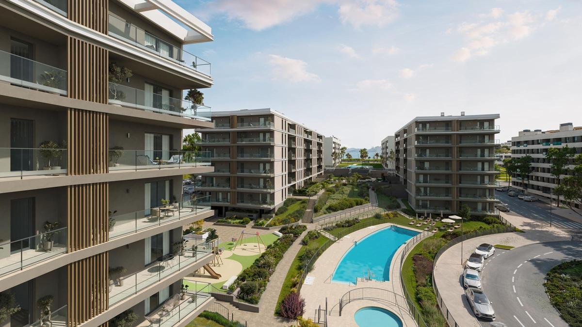 Otra imagen proyectada de la promoción Zeta Crown de Aedas Homes en el Distrito Zeta de Málaga.