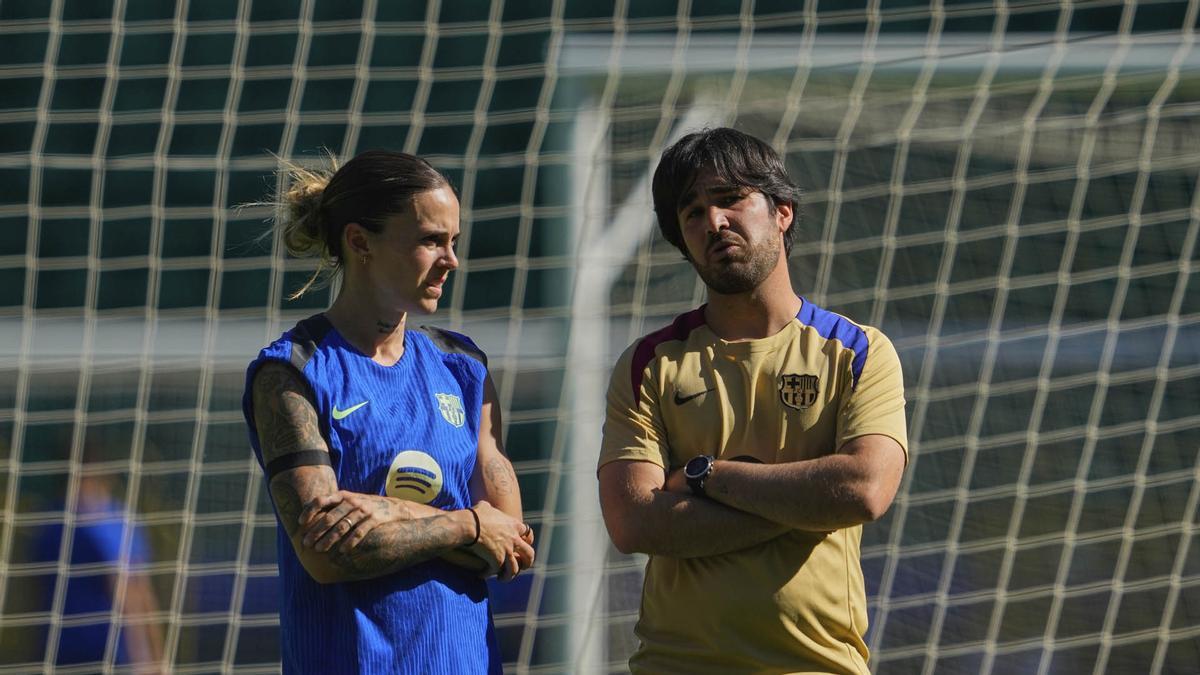 El FC Barcelona femenino durante el entrenamiento de este viernes en Lisbo para disputar mañana la final de la Liga de Campeones femenina contra el Arsenal