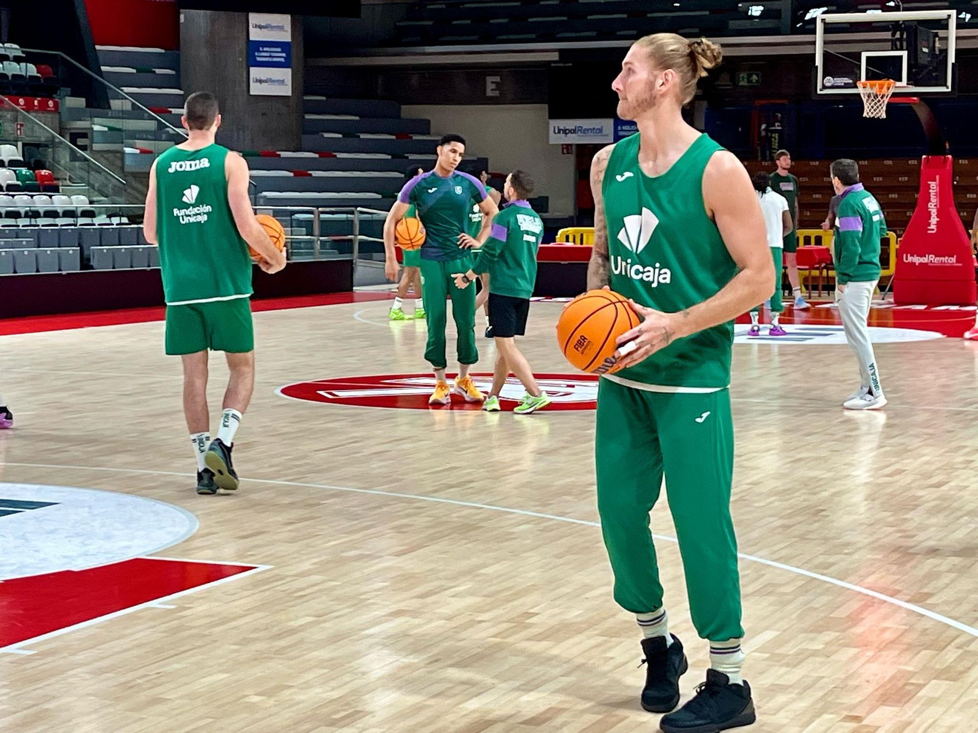 El Unicaja se entrenó ayer en Reggio Emilia.