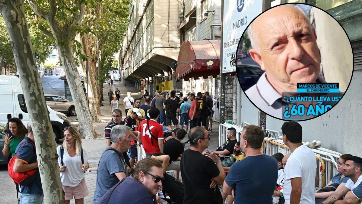 Largas colas para comprar entradas en la taquilla de Vallecas