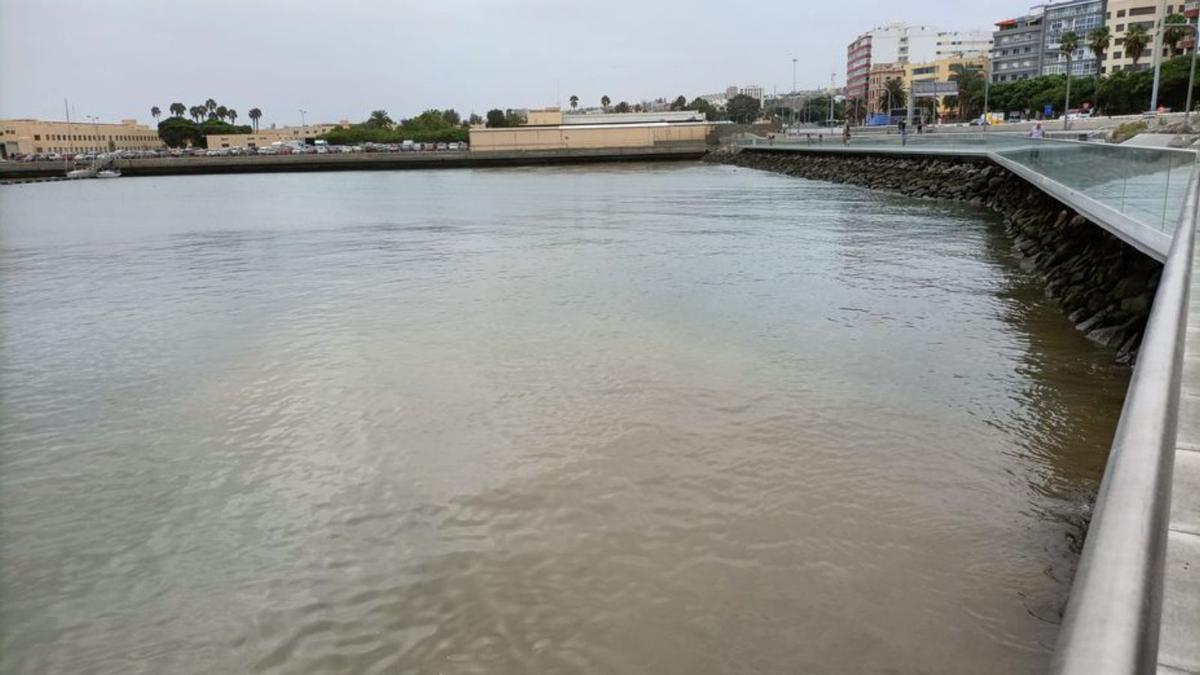 Imagen del agua color marrón en el frente litoral del parque marítimo. | | LP/DLP