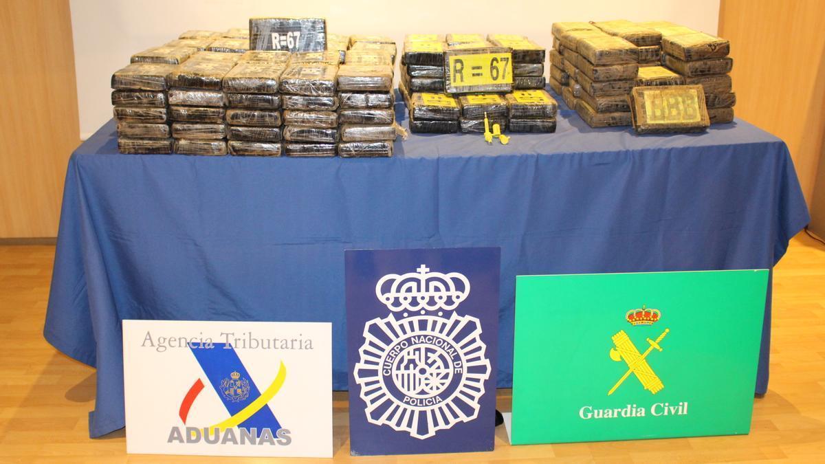 Alijo de 200 kilos interceptado a finales de 2020 en un contenedor en el Puerto de València. GC/CNP/AEAT