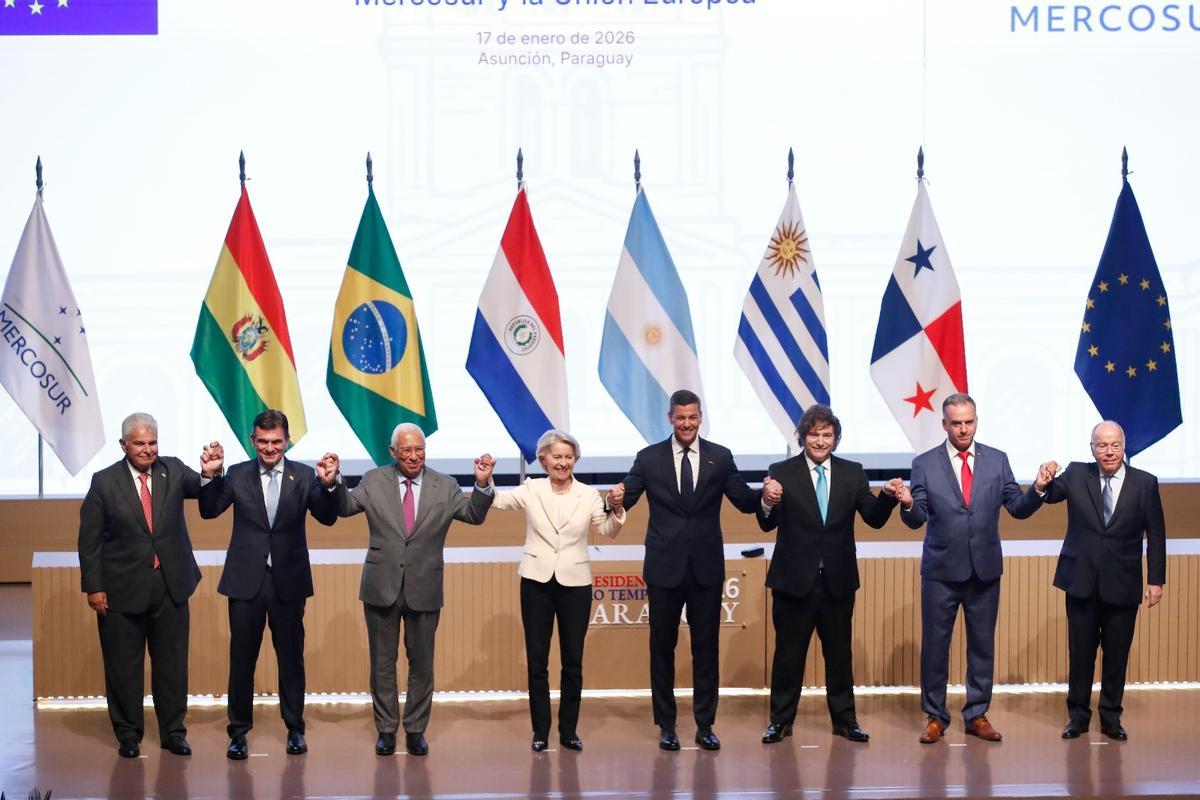Líderes de Mercosur y la UE en la firma del acuerdo el pasado 17 de enero en Paraguay