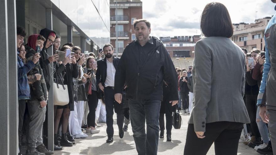 Junqueras arribant a la UManresa, el març passat