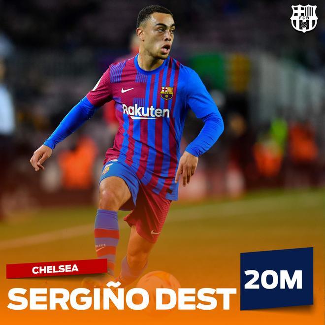 El Barça esperaba sumar unos 20M con su venta al Chelsea, pero todo parece indicar que no habrá operación Dest y que el lateral seguirá un año más en el Barça